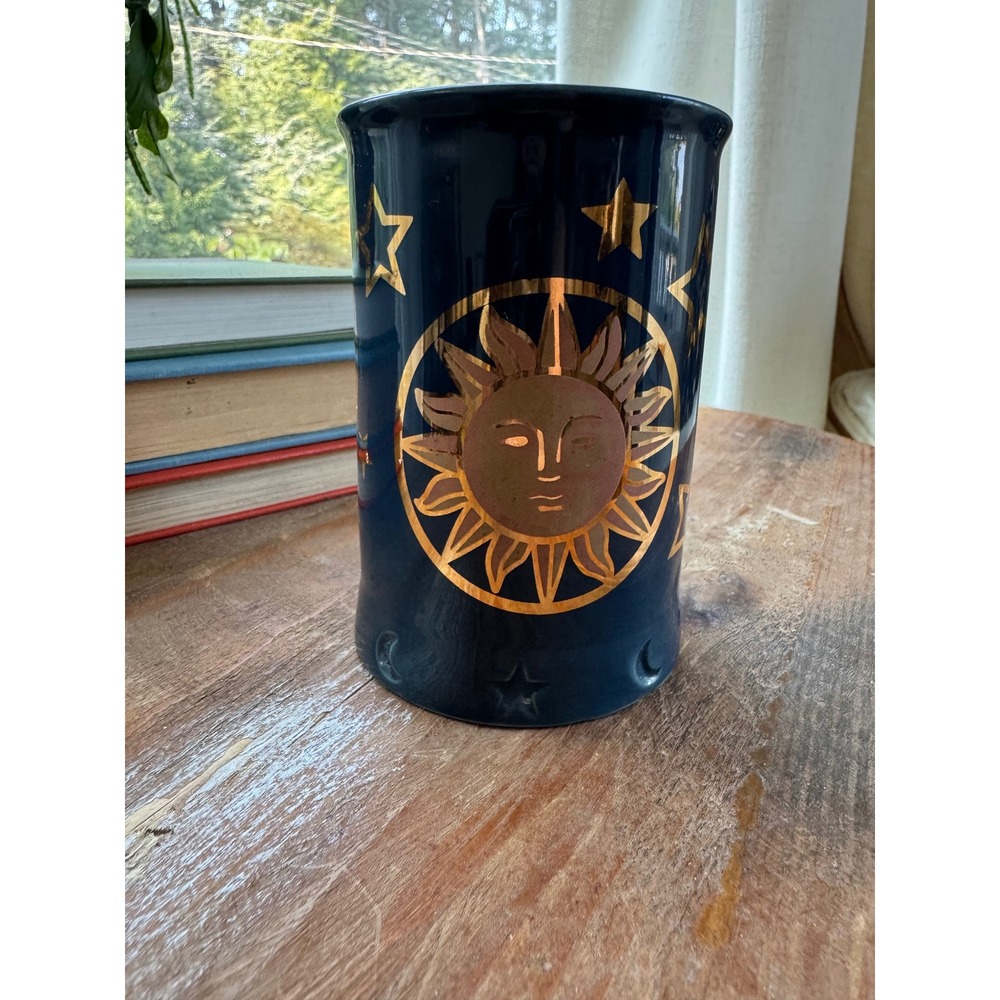 Springmaid WS Cosmos Tumbler Navy Blue Gold Sun Moon Stars Celestial DW6605.NV